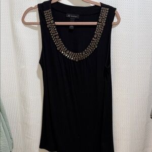 INC International Concepts Black Tank Top with Bronze Accents